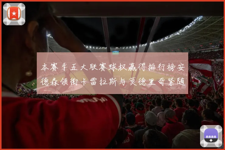 本赛季五大联赛球权赢得排行榜安德森领衔卡雷拉斯与莫德里奇紧随其后