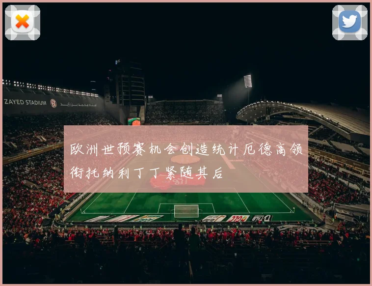欧洲世预赛机会创造统计厄德高领衔托纳利丁丁紧随其后